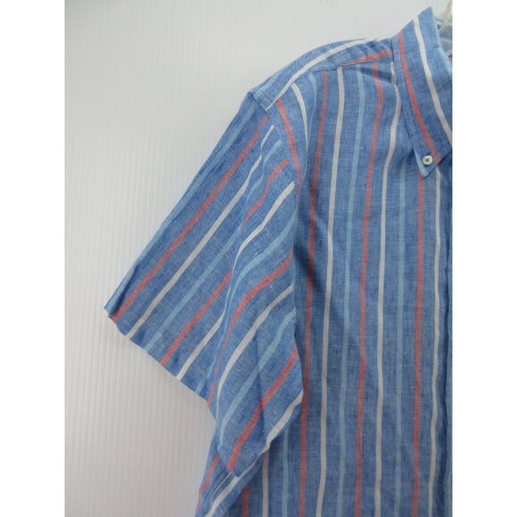 Brooks Brothers Shirt Large Linen Regent Fit Original Polo Striped - Picture 3 of 10